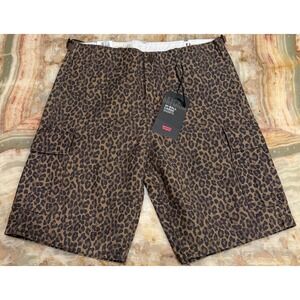 Levi's Premium Mens Hi-Ball Cargo Shorts Brown Cheetah Print Size 30 NWT